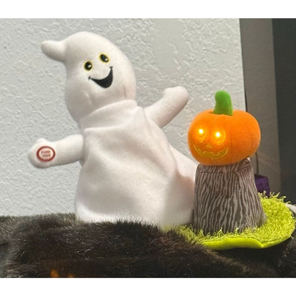 Hallmark Halloween Singing Animated Ghost & Pumpkin Plush w/Light Addams Family